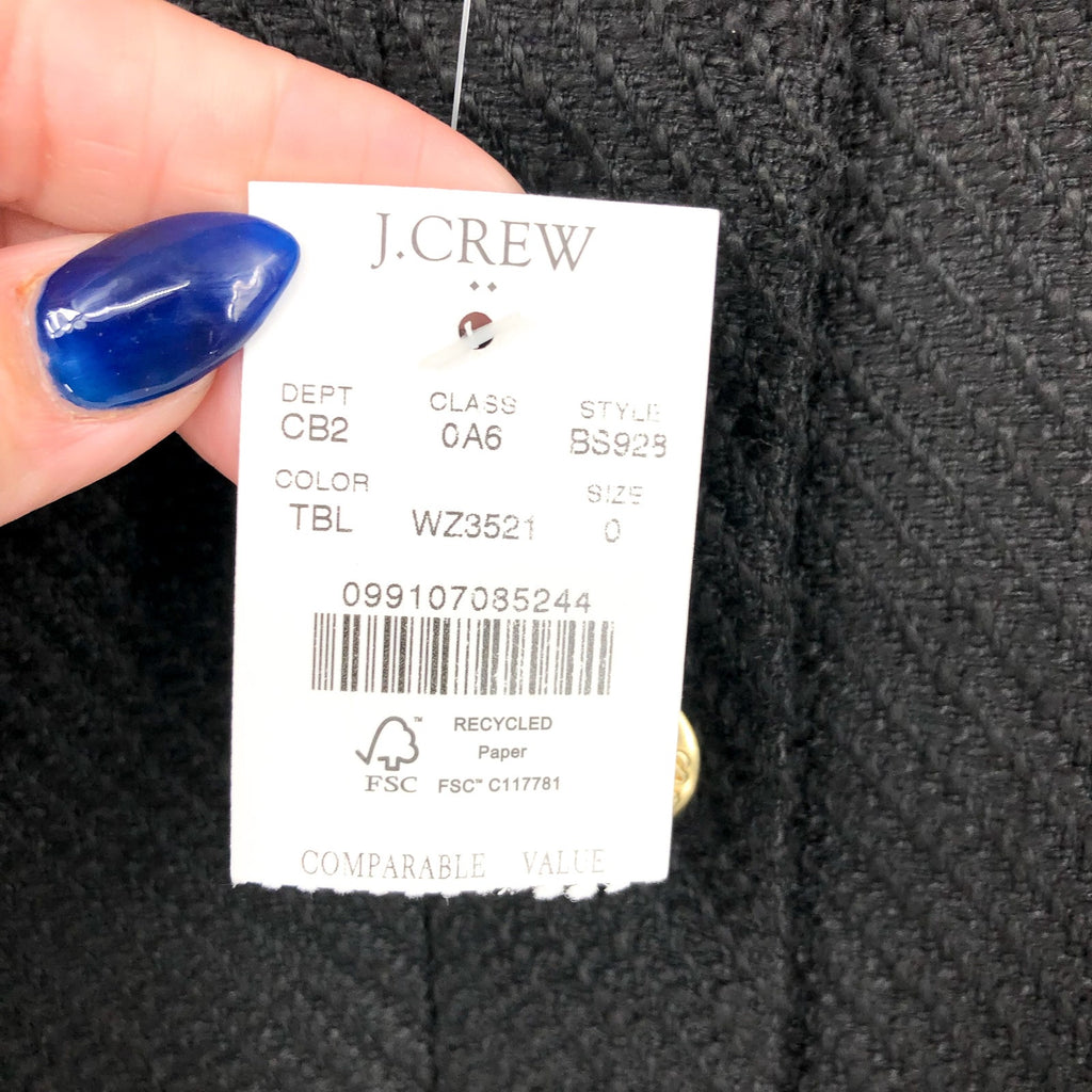 J.CREW Women's Tweed Lady Jacket Size 0 True Black BS928 NWT