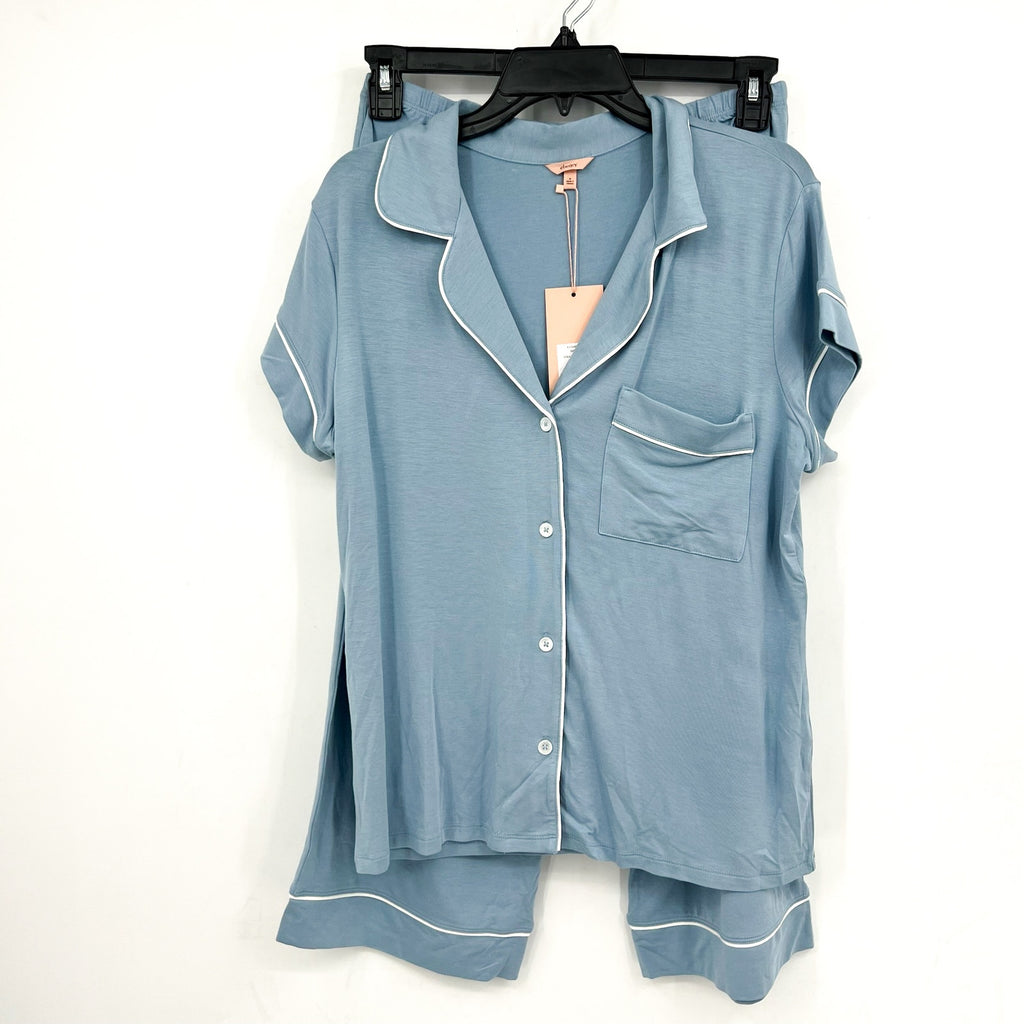 EBERJEY Gisele PJ Set Medium Light Blue Short Sleeve & Cropped Pant NWT