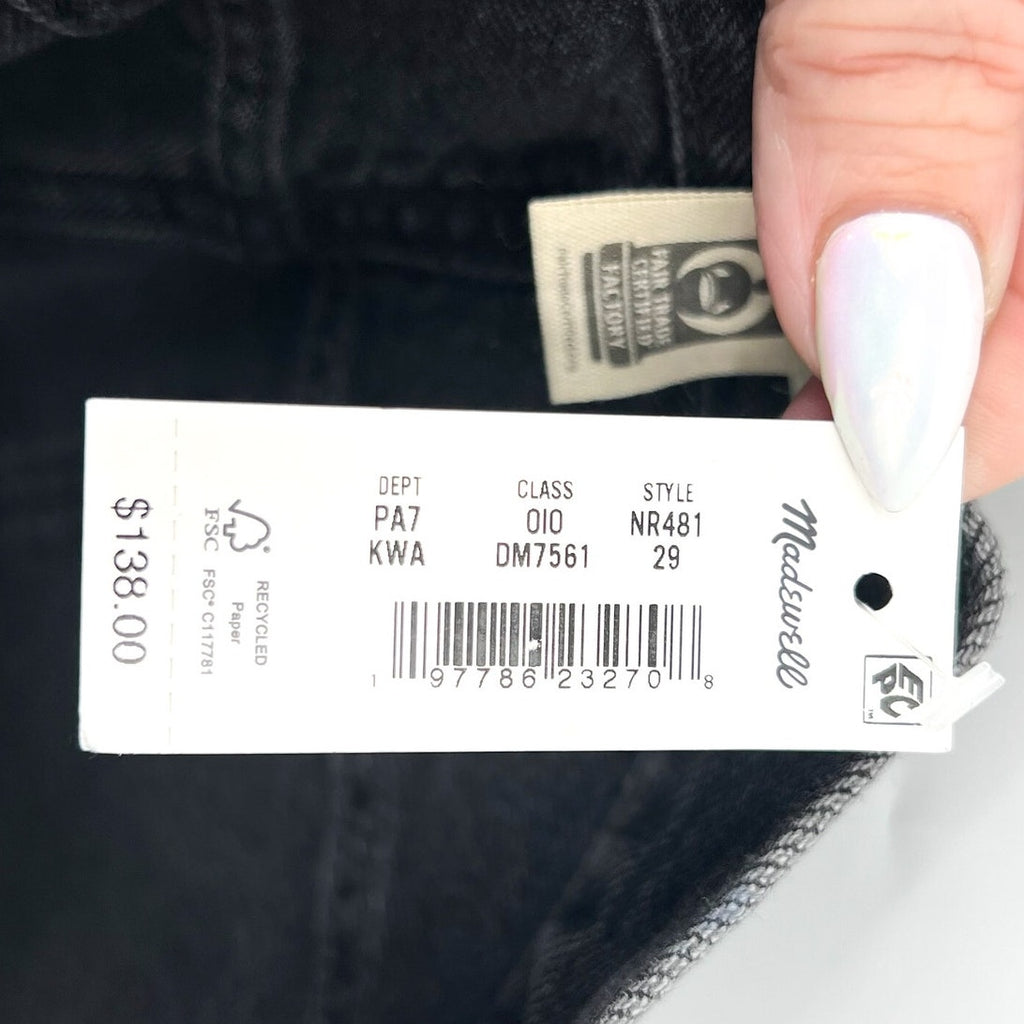 MADEWELL Women's Superwide-Leg Jeans Size 29 US 8 Black Kingswood Wash NR481 NWT