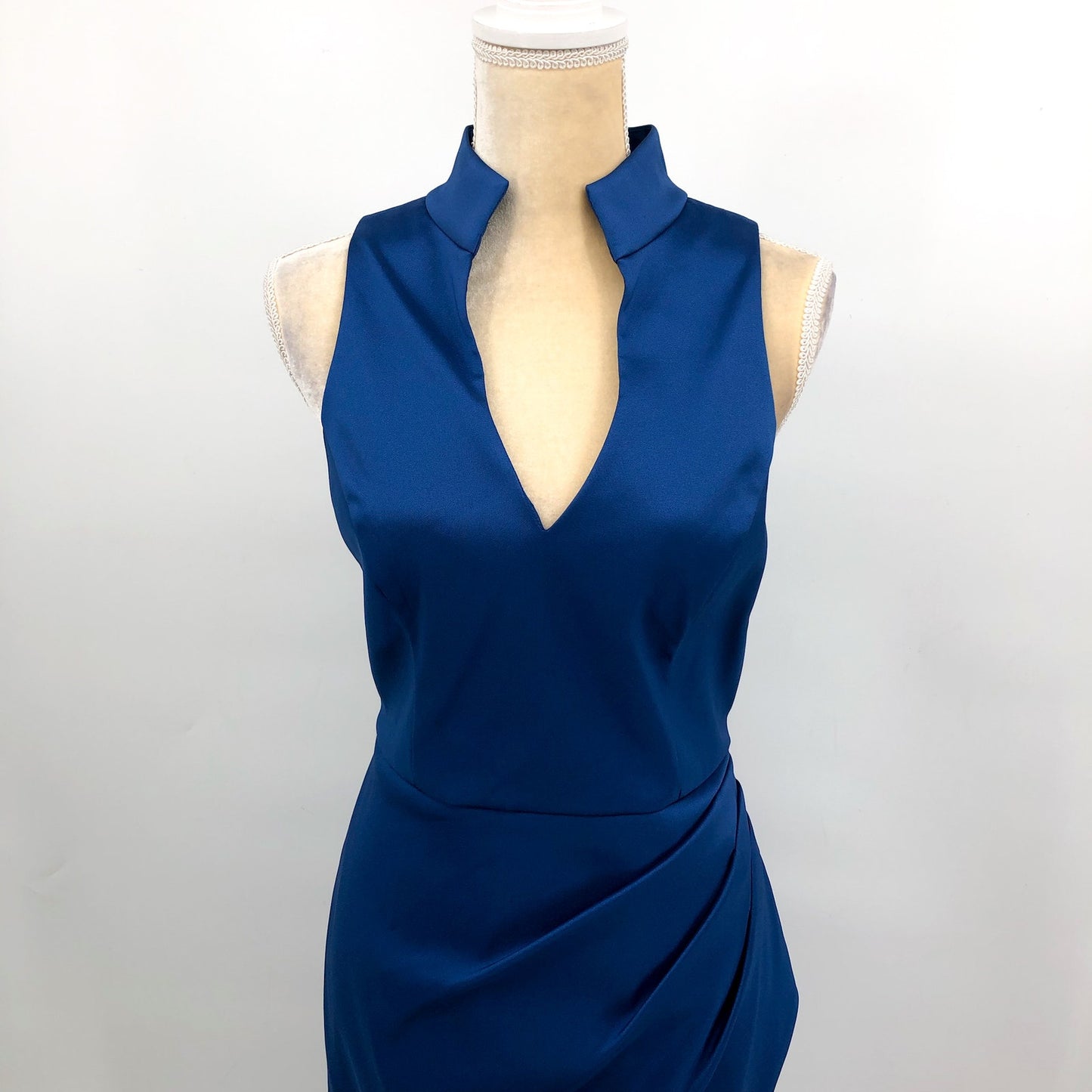AIDAN MATTOX Mikado Midi Dress Size 10 Blue Satin Sleeveless Cocktail Party NWT