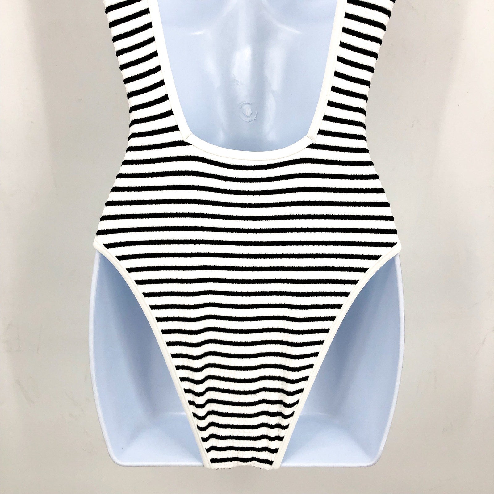 L*SPACE Coco Classic One-Piece Swimsuit XS Black White Sail Along Stripe NWT