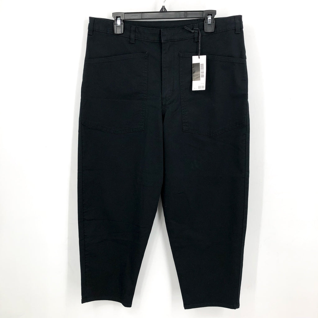 LABEL Womens Go-To Pants Large Black Relaxed Fit High Rise Crop Pockets NWT
