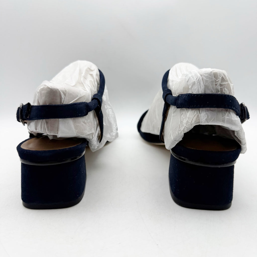 Bernardo Womens Josei Heeled Sandal US 11 Navy Blue Suede Leather NIB