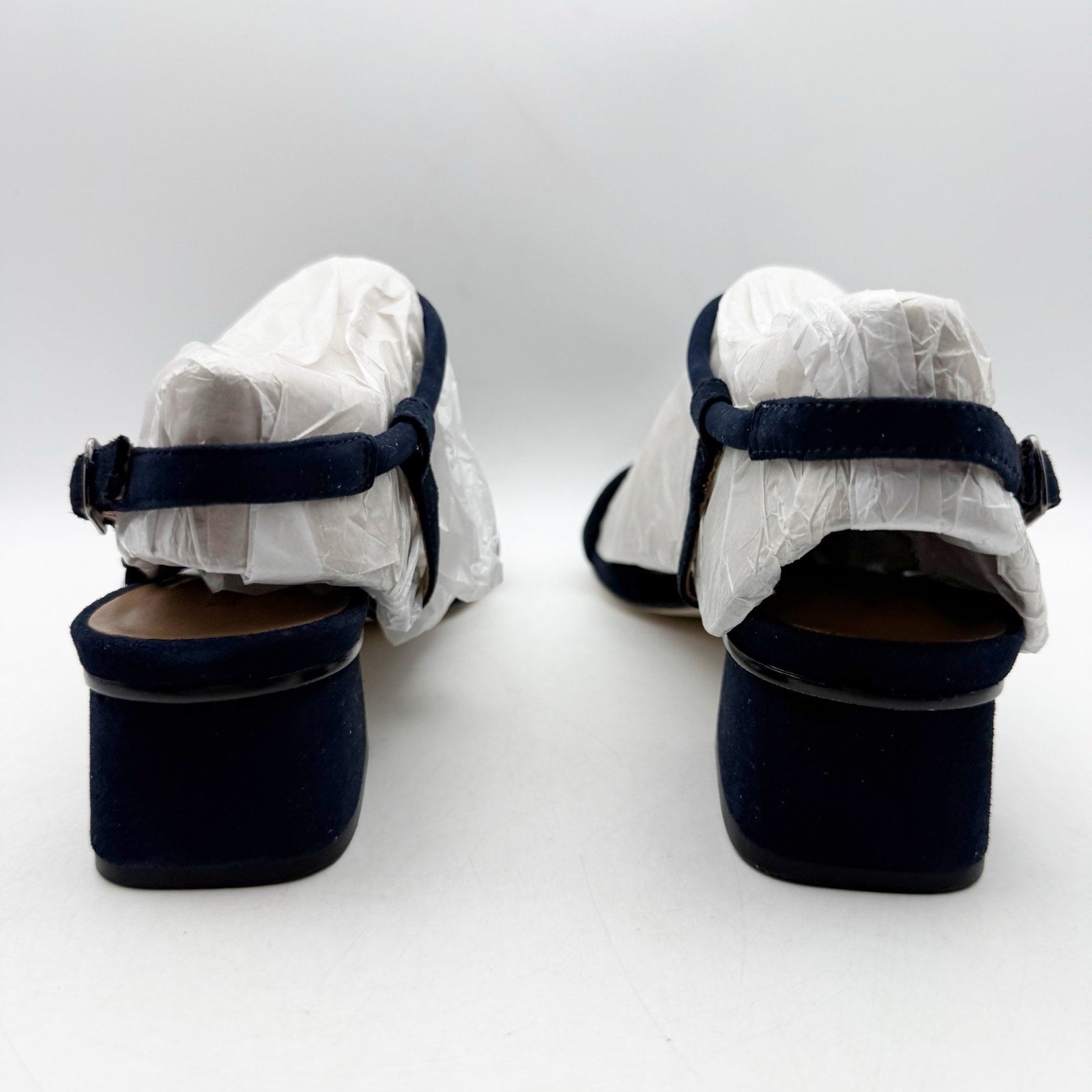 Bernardo Womens Josei Heeled Sandal US 11 Navy Blue Suede Leather NIB