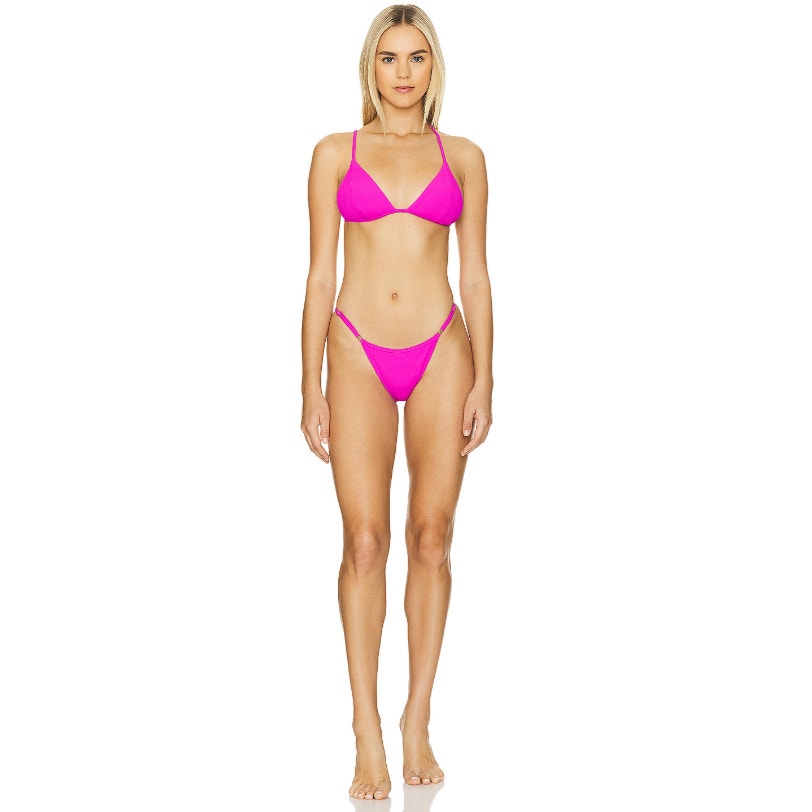 L*SPACE Women's Remi Bitsy Bikini Bottom Small Pink Bright Fuchsia Cheeky NWT