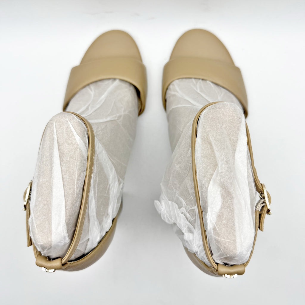 Sam Edelman Womens Robyn Heel Sandals Size 11 M Beige Leather Ankle Strap NWOB