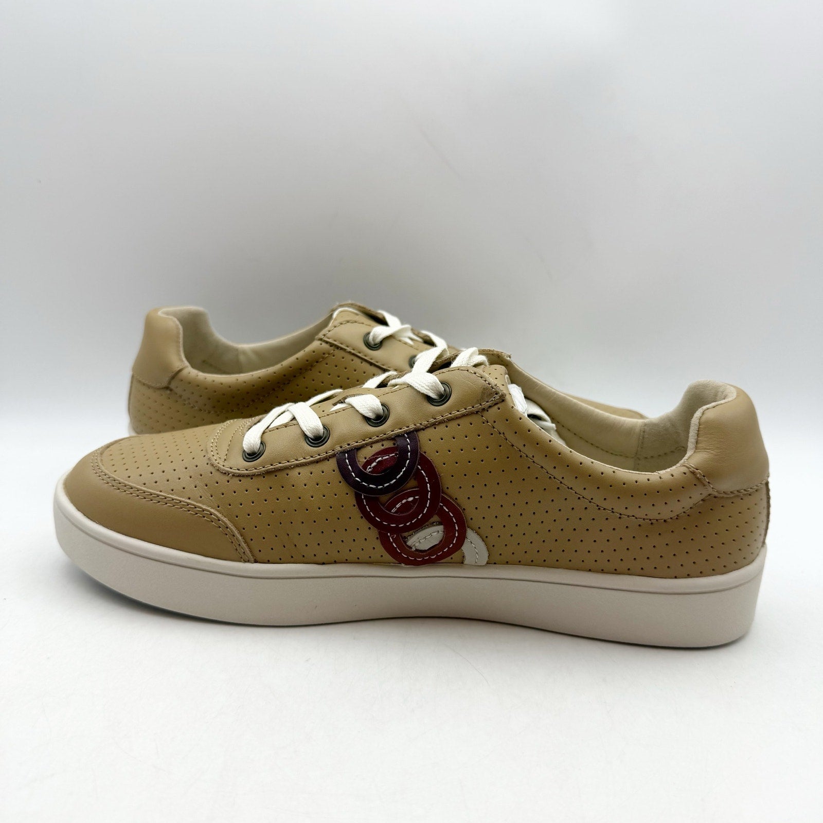 Spenco Womens Cambridge Low Sneakers US 7.5 Wide EU 38 Tan Leather NIB