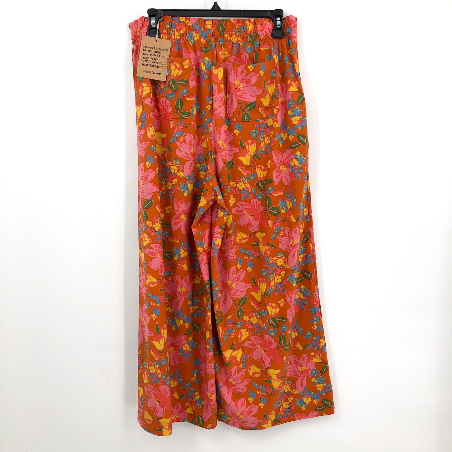 TOAD & CO Womens Sunkissed Wide Leg Pants Medium Red Persimmon Tulip Print NWT