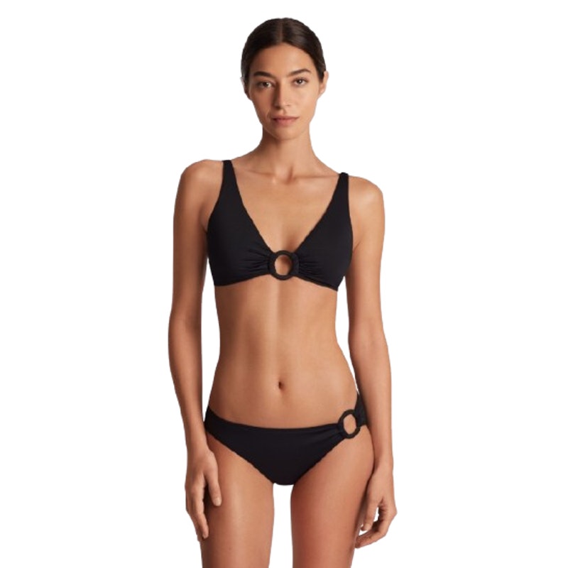 LAUREN RALPH LAUREN Women's Ring Triangle Bikini Top Size 14 Black NWT