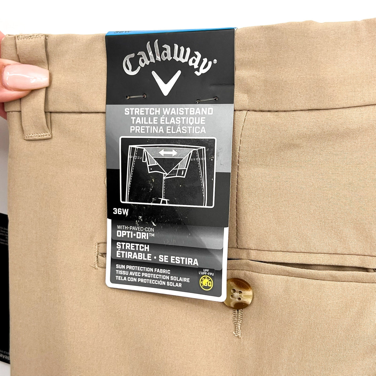 CALLAWAY Men's Golf Shorts Size 36 Tan Chinchilla 9" Inseam Flat Front NWT