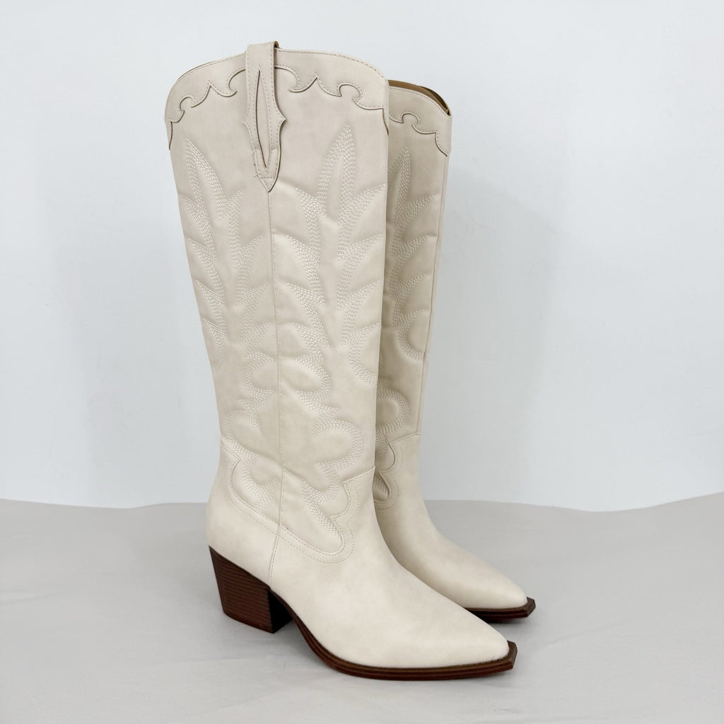 Crown Vintage Womens Sury Cowboy Boots Size 10 M Off White NWOB