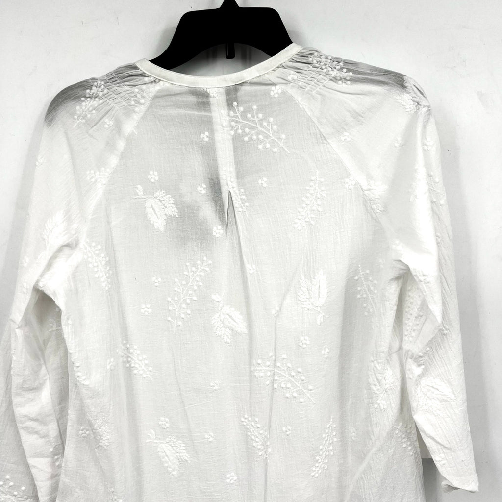 ROYAL ROBBINS Women's Oasis Tunic II Top Small White Embroidered 3/4 Sleeve NWT