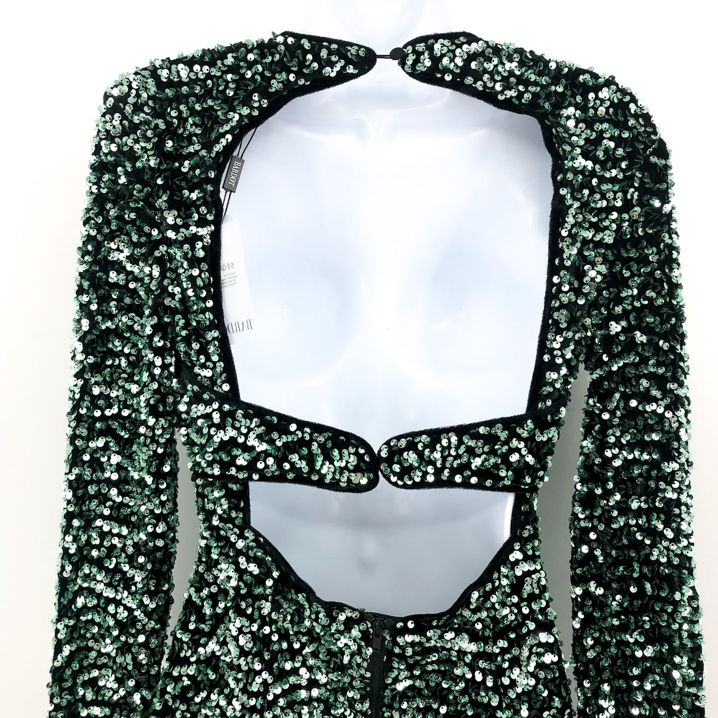 BARDOT Women's Lilia Sequin Mini Dress XS US 2 Vivid Green Long Sleeve NWT