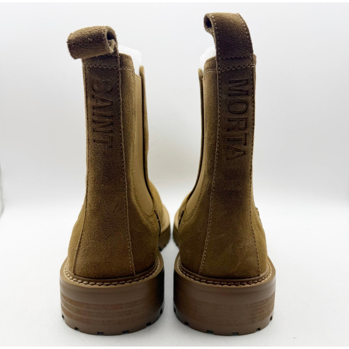 Saint Morta Mens Chunky Chelsea Boots Size 9 EU 43 Tan Camel Suede NIB