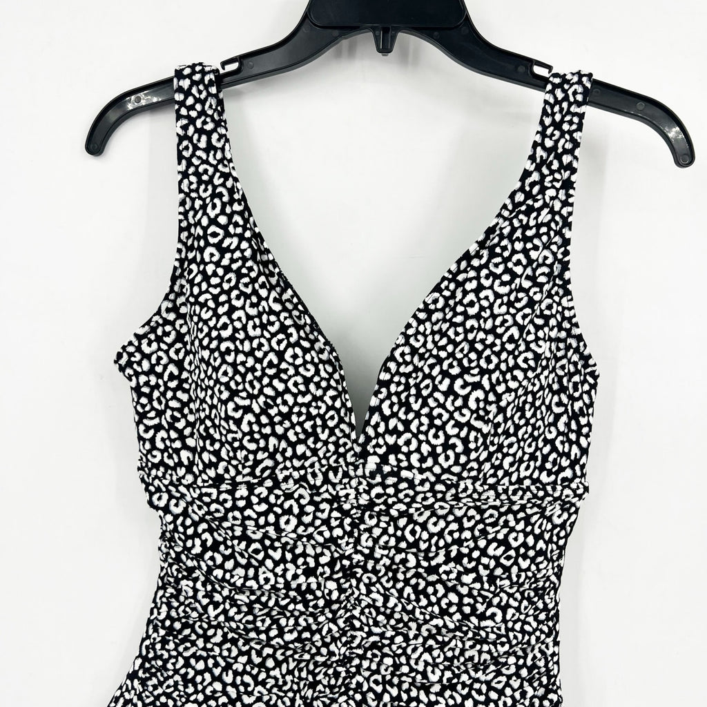 CONTOURS COCO REEF Solitaire One Piece Swimsuit 12/36C Black Print Underwire NWT
