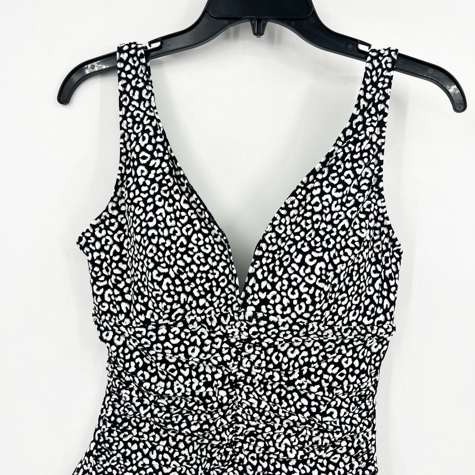 CONTOURS COCO REEF Solitaire One Piece Swimsuit 12/36C Black Print Underwire NWT