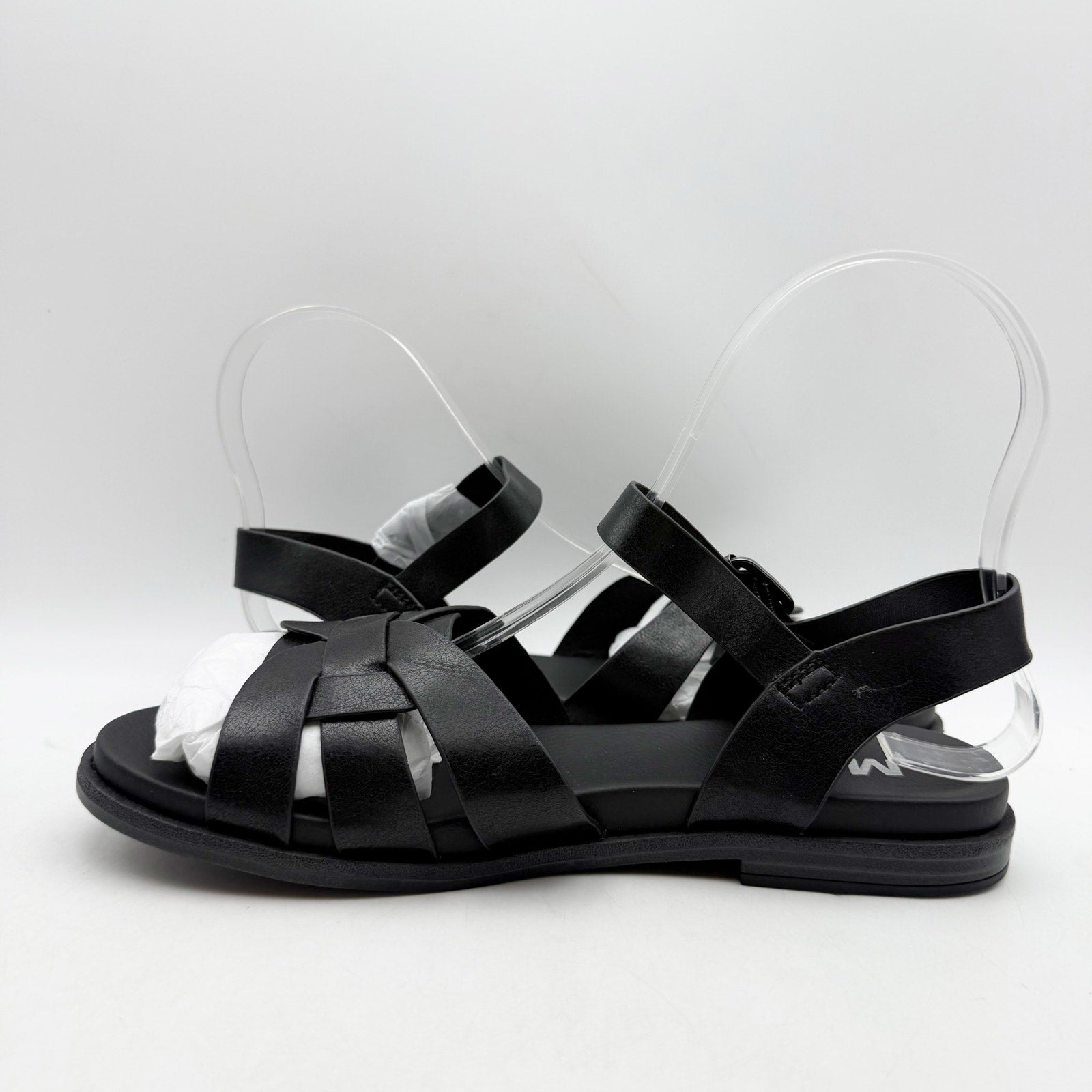 MIA Womens Flat Fisherman Sandals US 6.5 EU 36.5 Black Ankle Strap NWOB
