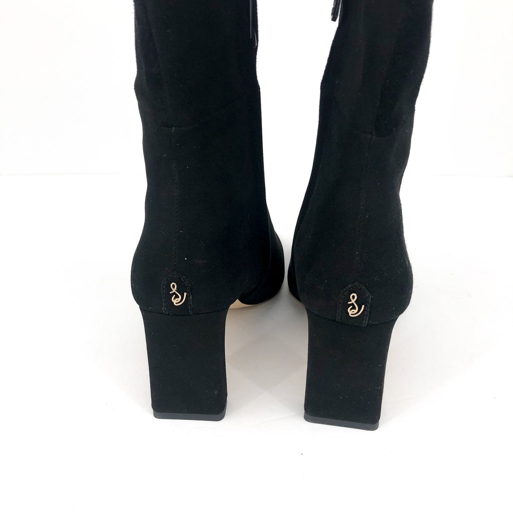 SAM EDELMAN Womens Sylvia Knee High Boots Size 7.5M WIDE CALF Black Suede NWOB