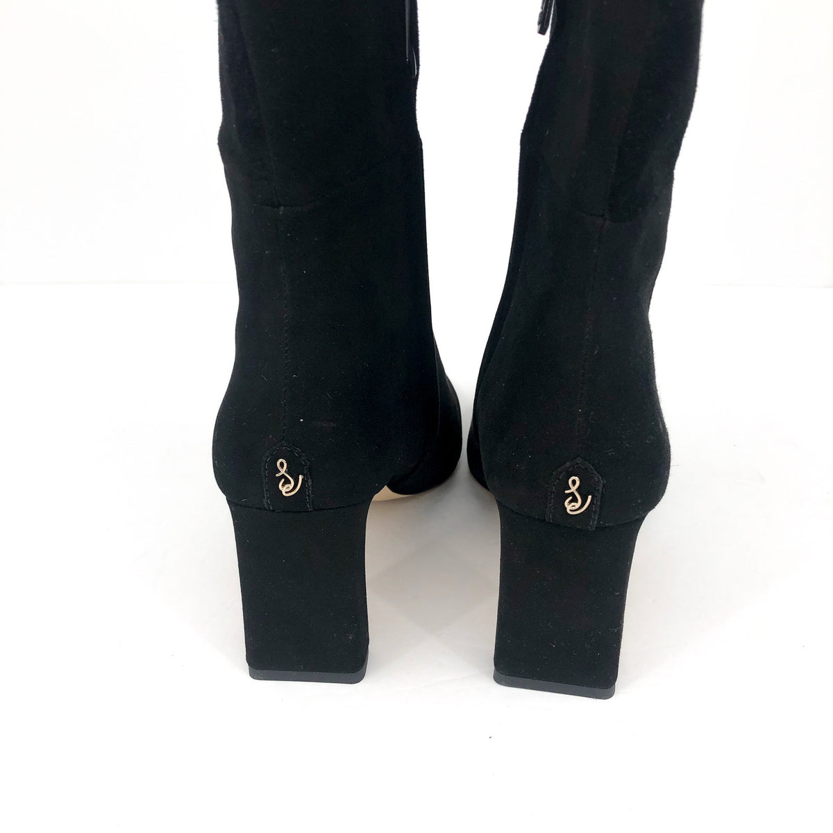 SAM EDELMAN Womens Sylvia Knee High Boots Size 7.5M WIDE CALF Black Suede NWOB