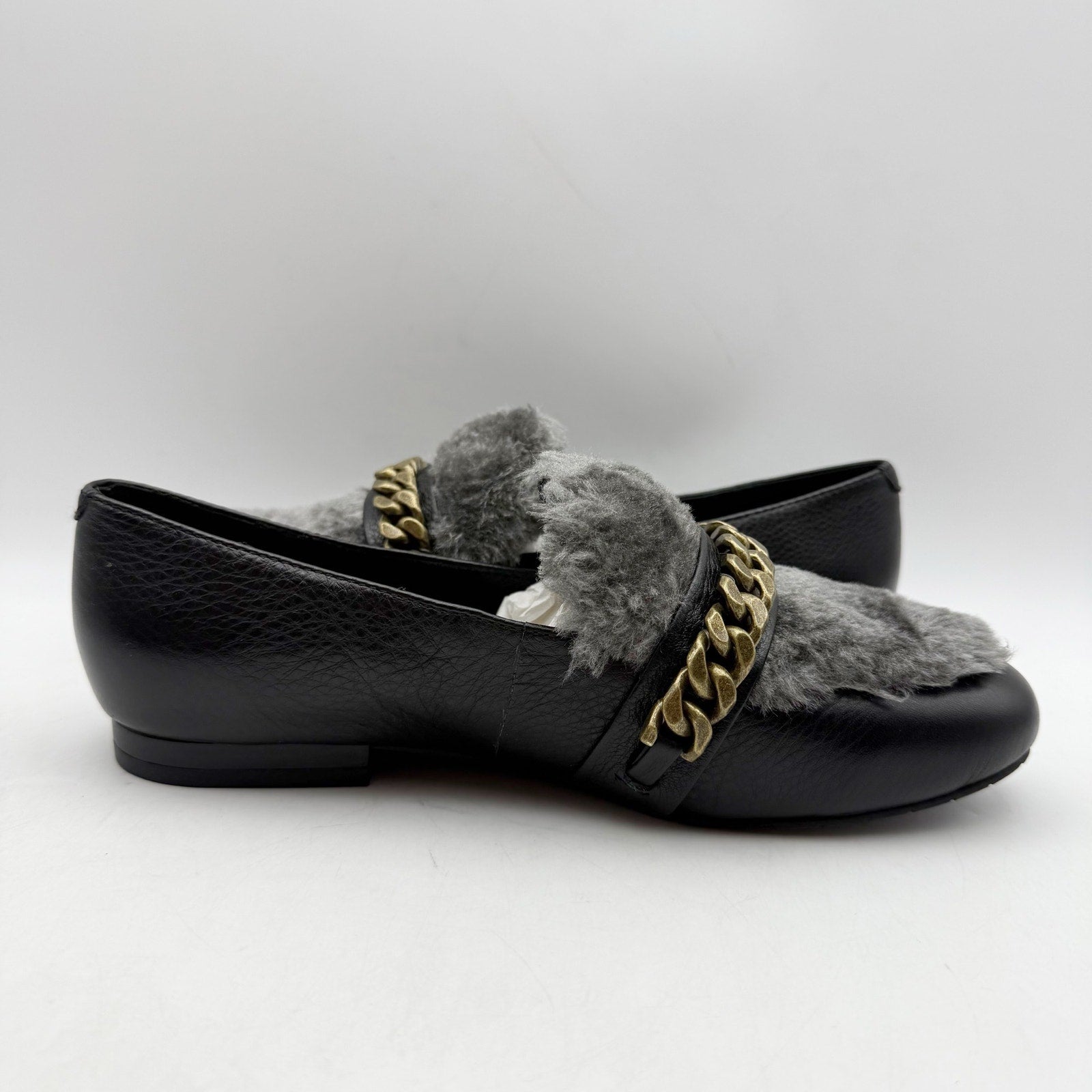 Kenneth Cole Womens Wilda Loafer US 6 M Black Grey Faux Fur NIB