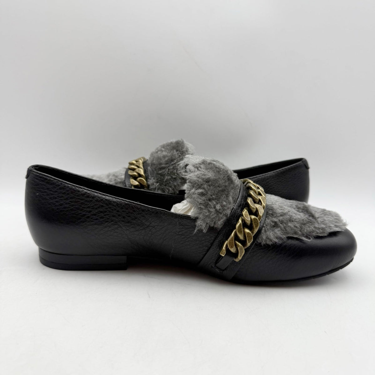 Kenneth Cole Womens Wilda Loafer US 6 M Black Grey Faux Fur NIB