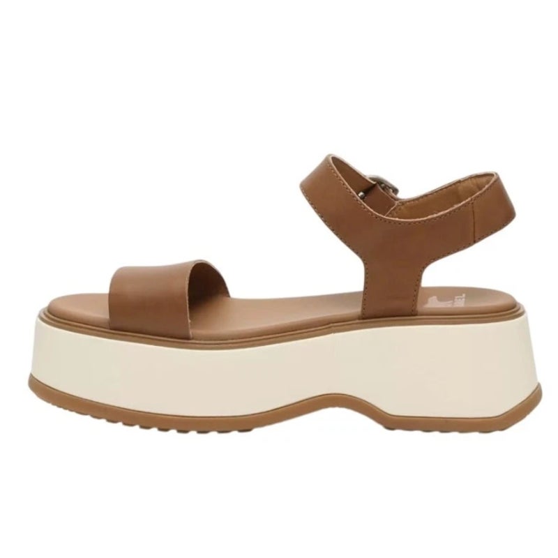 SOREL Womens Dayspring Platform Sandals Size 8.5 EU 39.5 Brown Leather NWOB