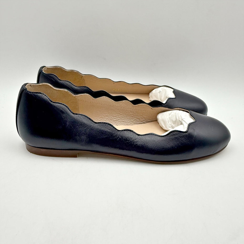 French Sole FS/NY Womens Jigsaw Flats Size 5 EU 35.5 Navy Blue Nappa Leather NIB