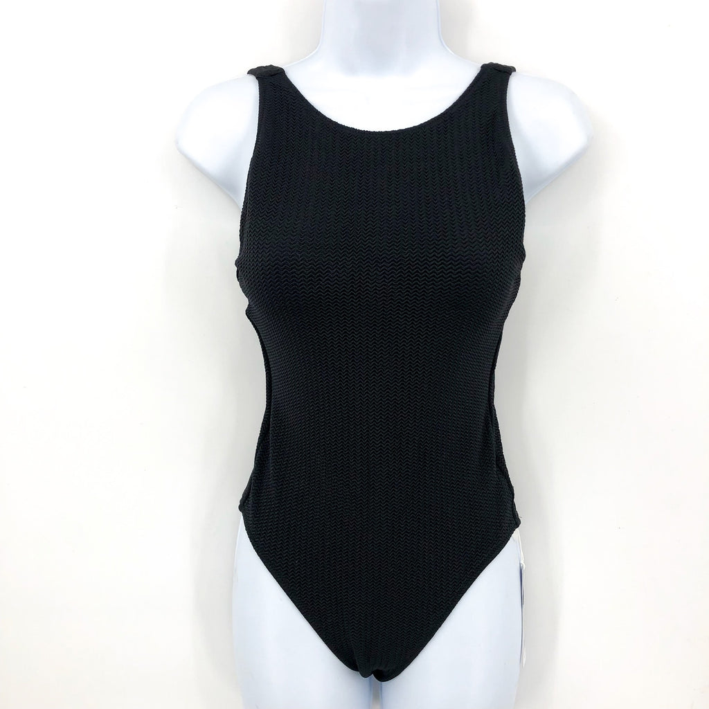 SEAFOLLY Sea Dive High Neck One Piece Swimsuit Size 6 Black Lace Back NWT