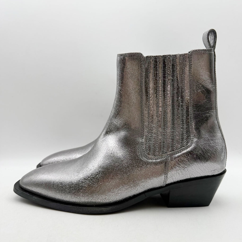 Seychelles Womens Hold Me Down Chelsea Ankle Boots US 10 Silver Leather NWOB