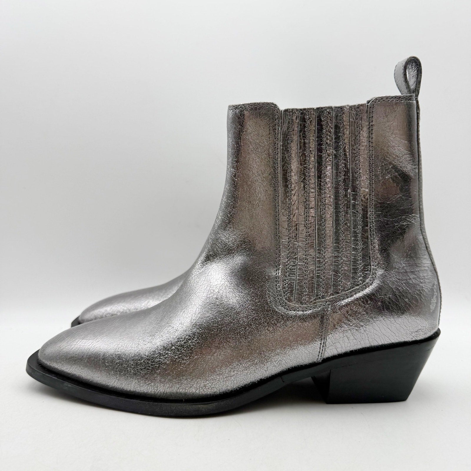 Seychelles Womens Hold Me Down Chelsea Ankle Boots US 10 Silver Leather NWOB