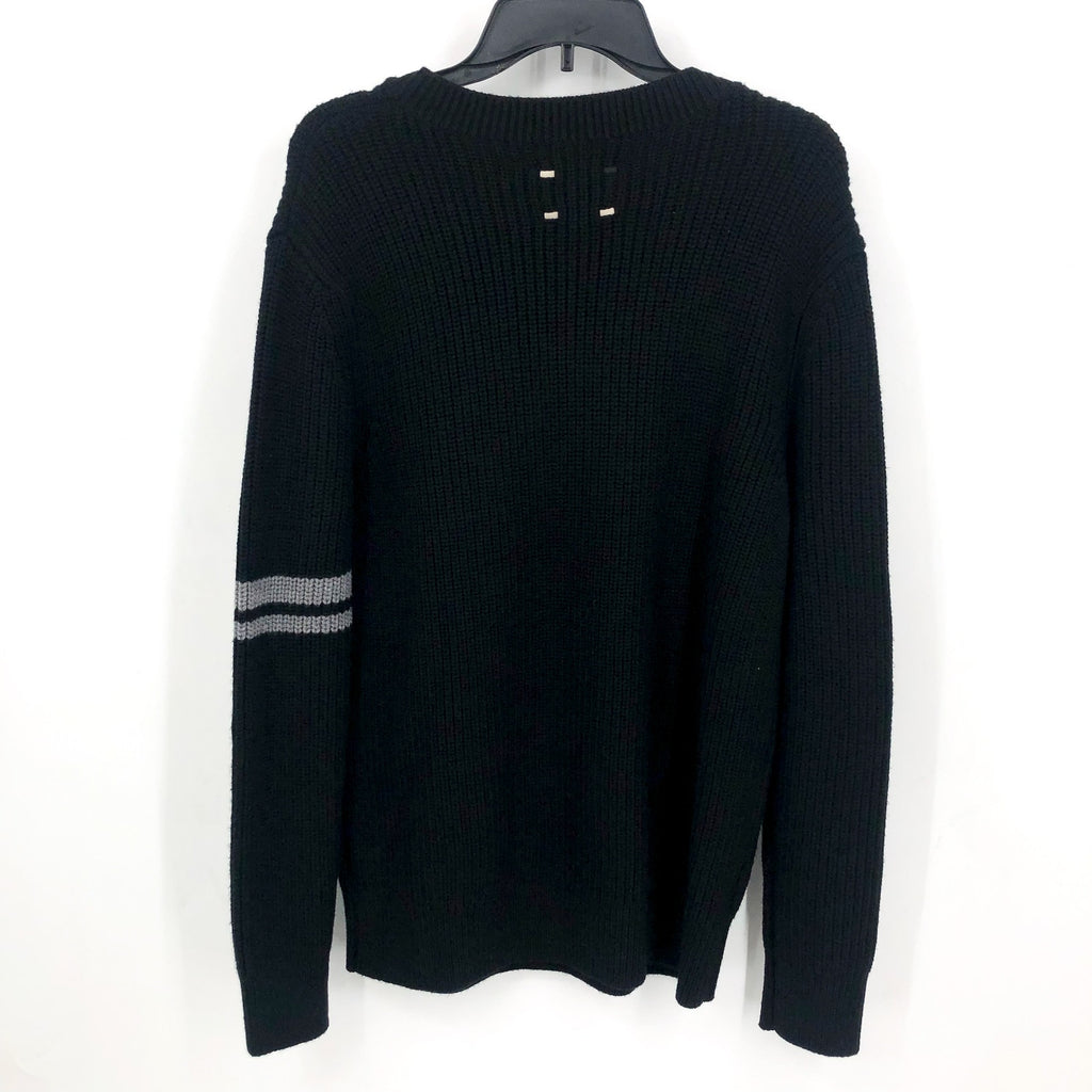 LABEL Mens Go-To Sweater XL Black Grey Merino Wool Knit Crewneck Pullover NWT