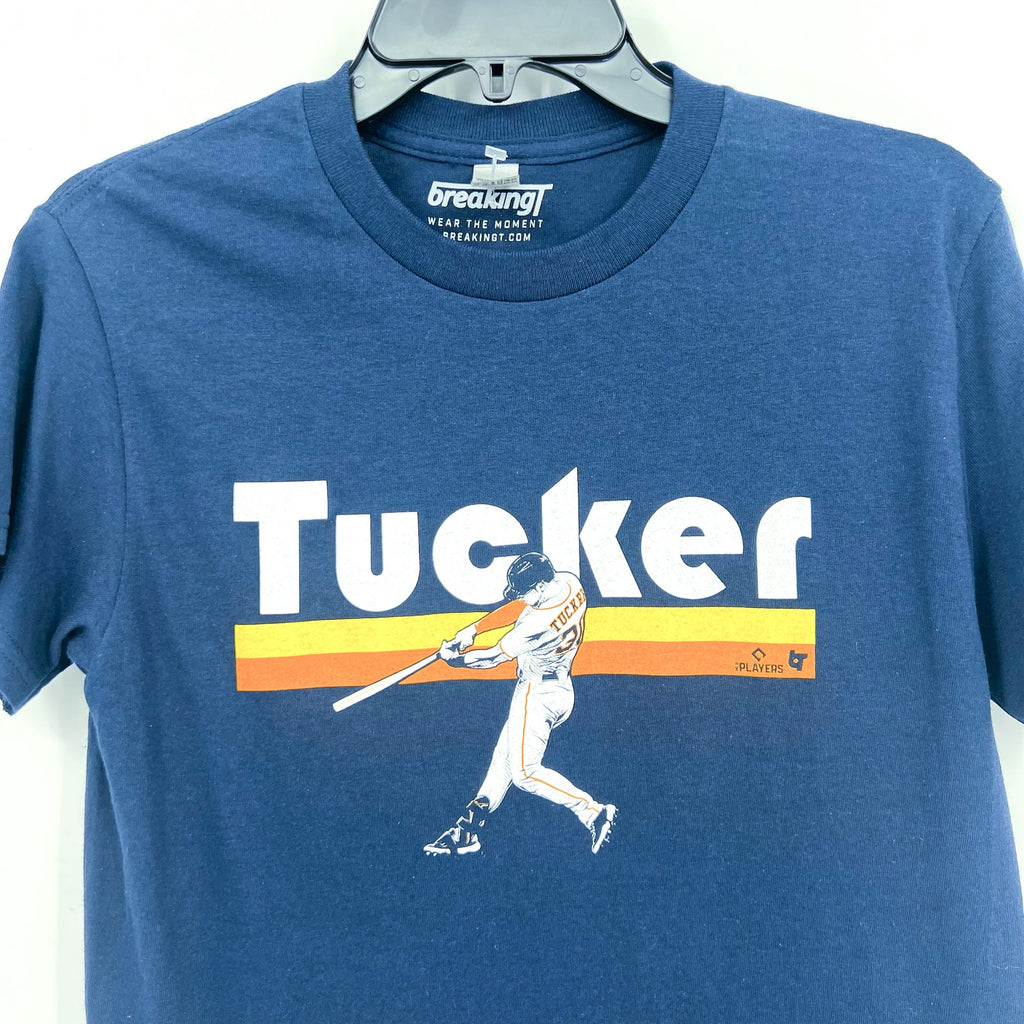 BreakingT Kyle Tucker Slugger Swing Houston Astros T-Shirt Small Navy Blue NWOT