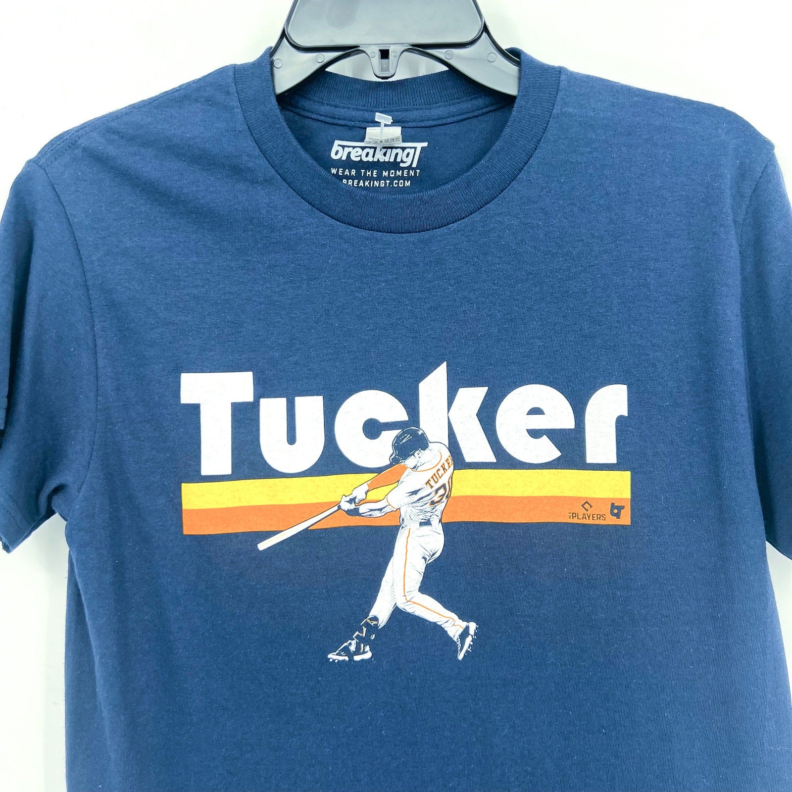 BreakingT Kyle Tucker Slugger Swing Houston Astros T-Shirt Small Navy Blue NWOT