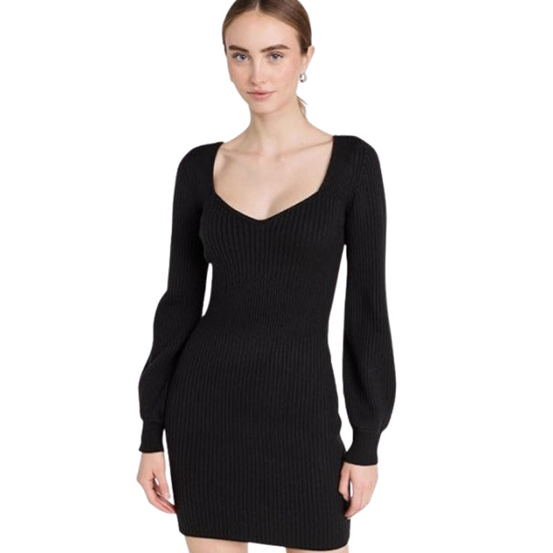 Paige Womens Celie Night Out Sweater Dress XL Black Blouson Sleeves NWOT
