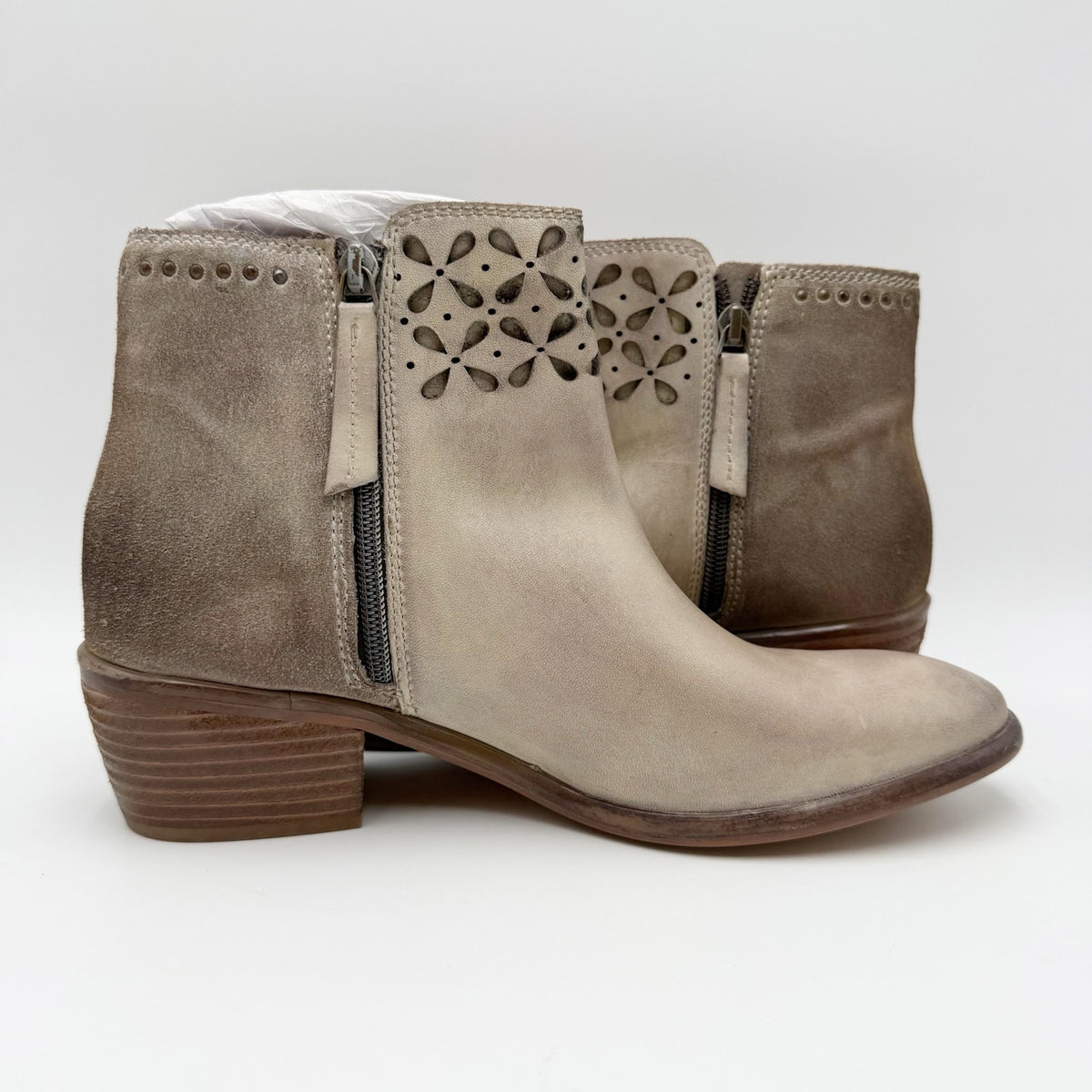 ROAN by BED STU Womens Liz Ankle Booties Size 10 M Bone Grey Leather NIB