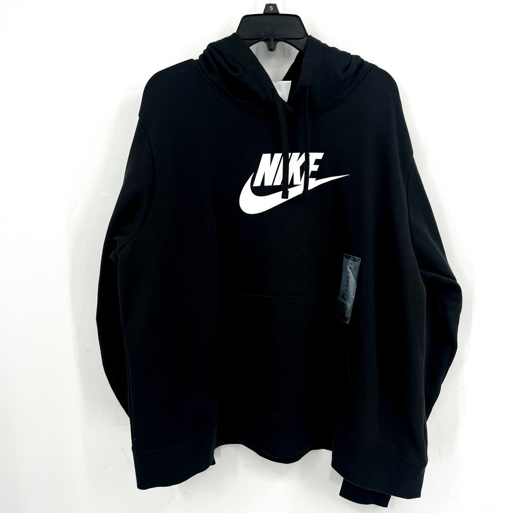 Nike Womens Graphic Club Hoodie 2X Black Fleece Pullover Sweatshirt NWT