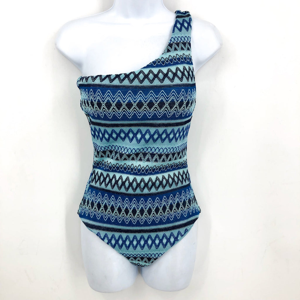 BEACH RIOT Women's Alba One Piece Swimsuit Small Blue Daydream Chevron NWOT