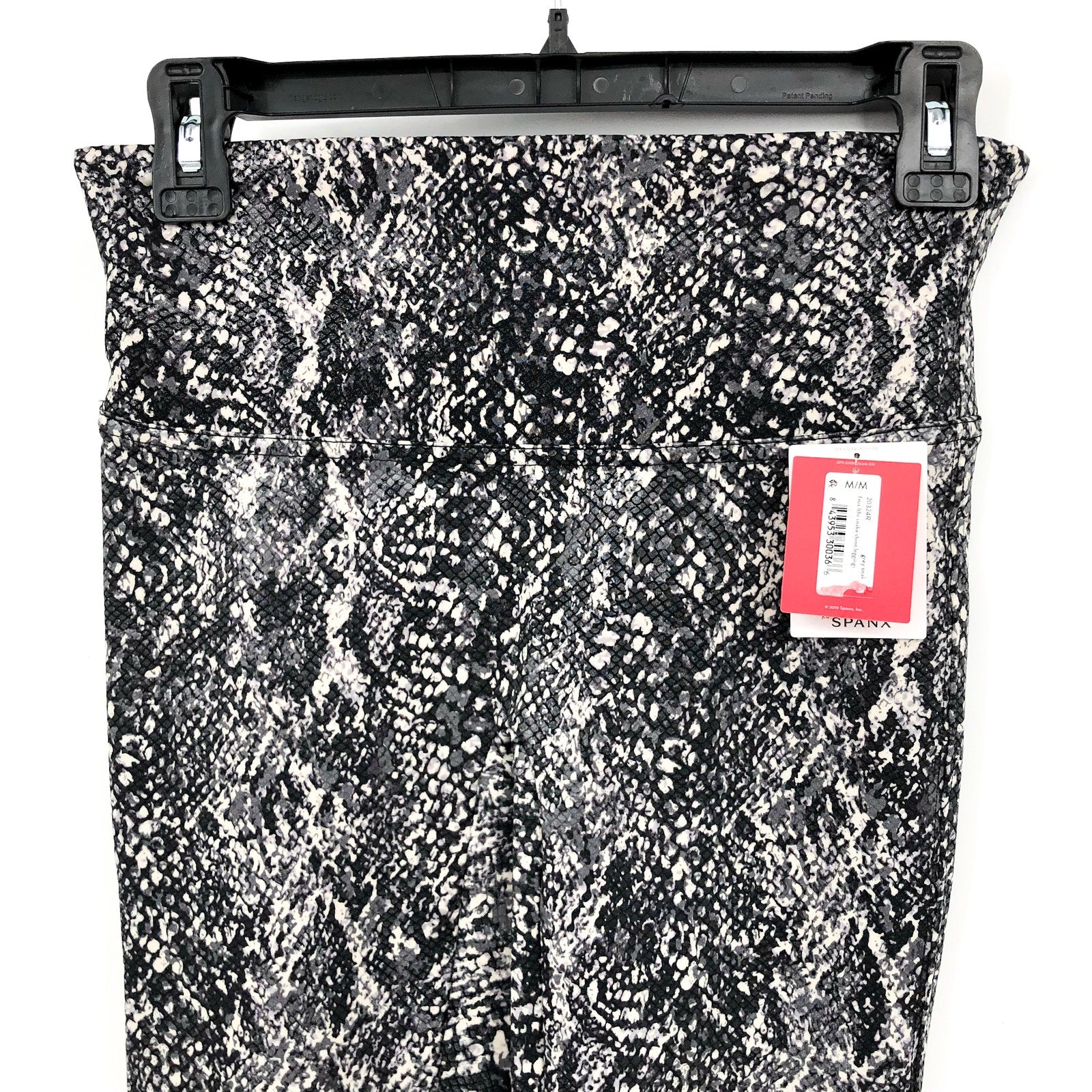 SPANX Women's Faux Leather Leggings Medium Grey Snake Shine High Rise 20324R NWT