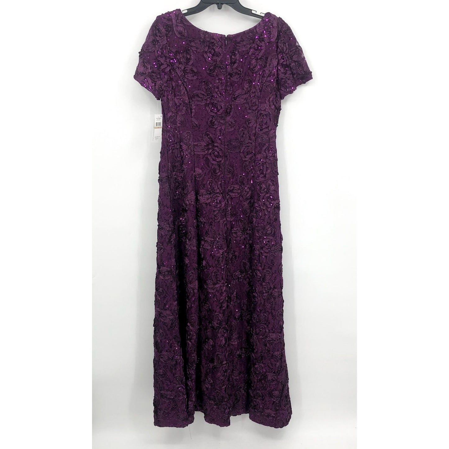 ALEX EVENINGS Women's Rosette Lace A-Line Gown Size 12 Purple Eggplant NWT
