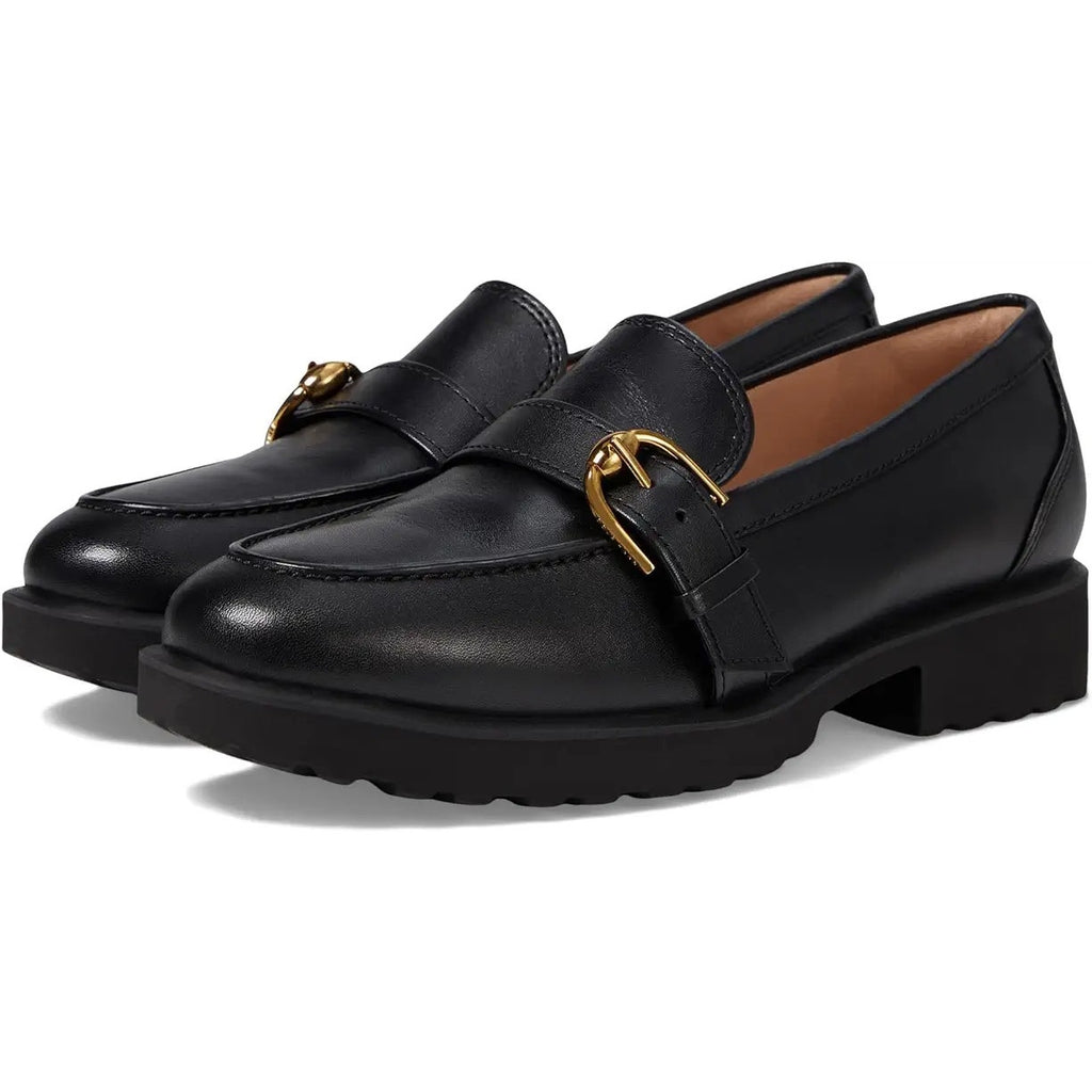 Cole Haan Womens Giana Buckle Loafers US 8 B EU 38.5 Black Leather NIB