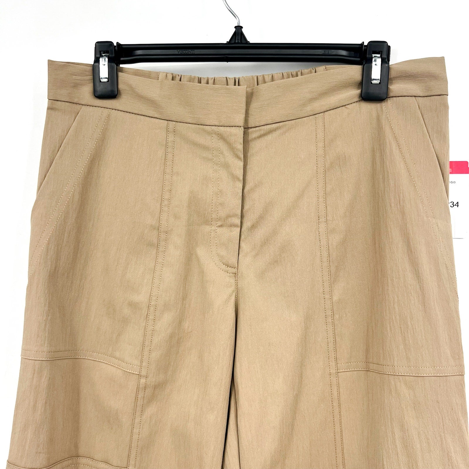 ELLIOT LAUREN Womens Wide Leg Crop Pants Size 8 Tan Driftwood Elastic Waist NWT