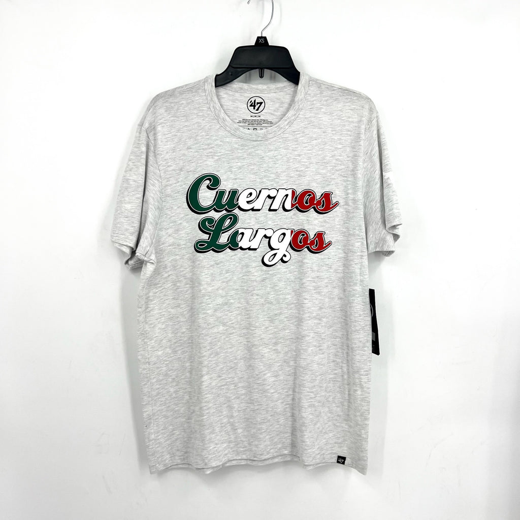 47 BRAND Mens Cuernos Lagros Texas Longhorn Shot Sleeve Tee Medium Grey NWT