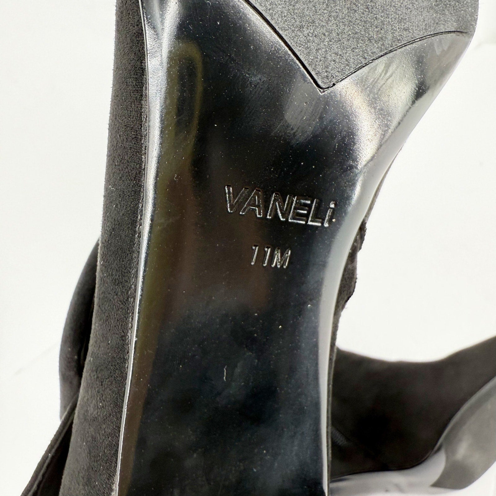Vaneli Womens Sorina Tall Boots Size 11M Black Suede Slip On Flared Heel NIB