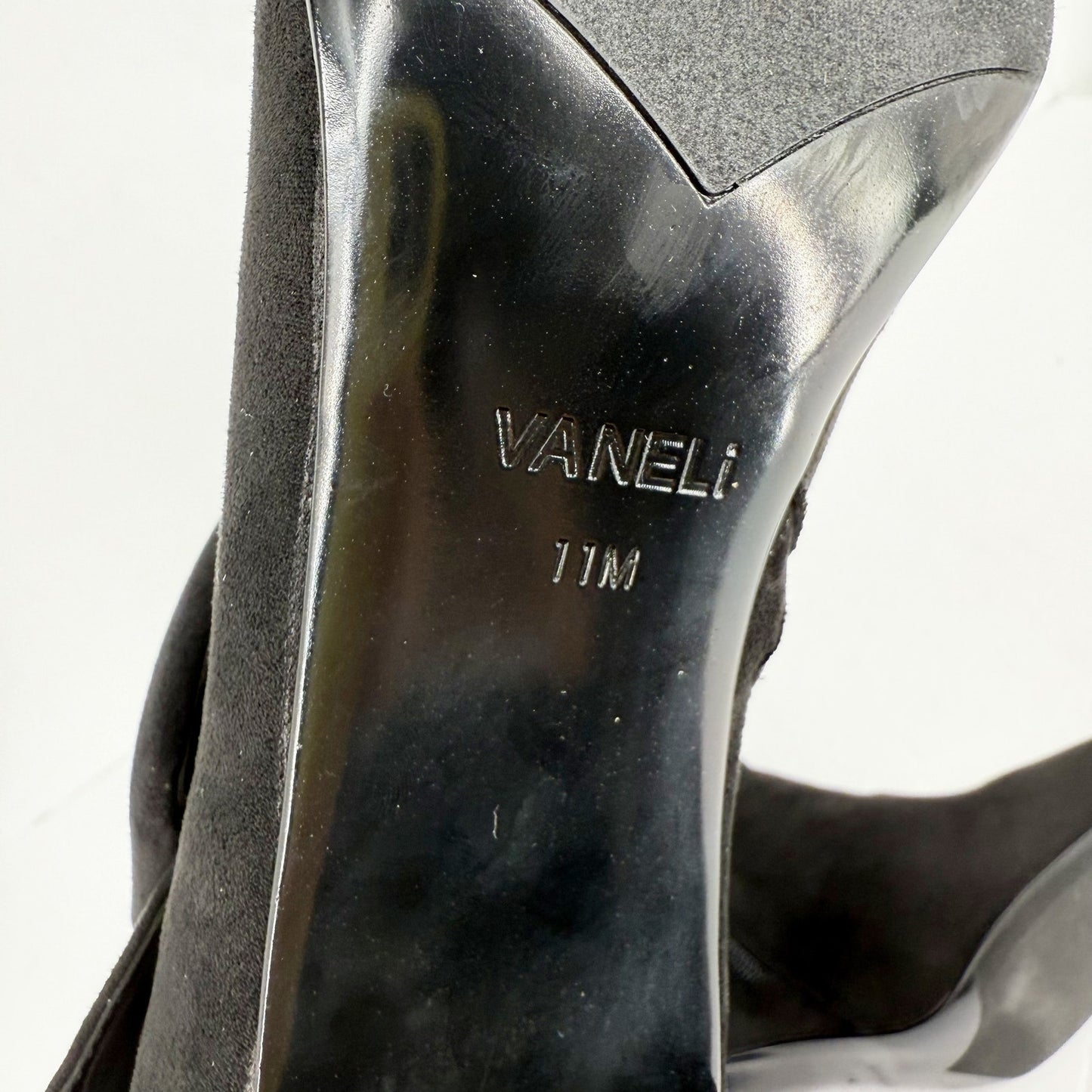 Vaneli Womens Sorina Tall Boots Size 11M Black Suede Slip On Flared Heel NIB