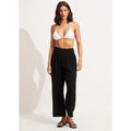 SEAFOLLY Womens Double Cloth Shirring Pants XS Black Pull-On Cover Up Casual NWT