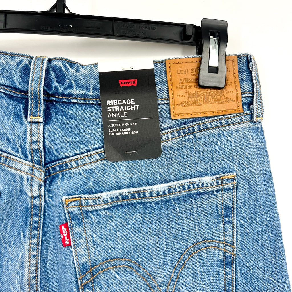 Levi's Womens Ribcage Straight Ankle Jeans 32x27 14 Medium Blue 72693-0177 NWT