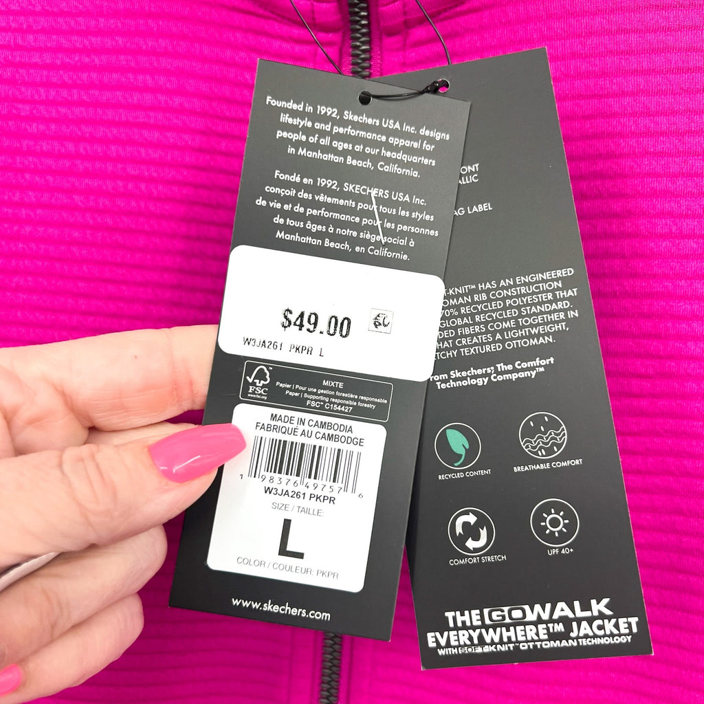 SKECHERS Women's GO WALK Everywhere Jacket Large Pink Full Zip NWT