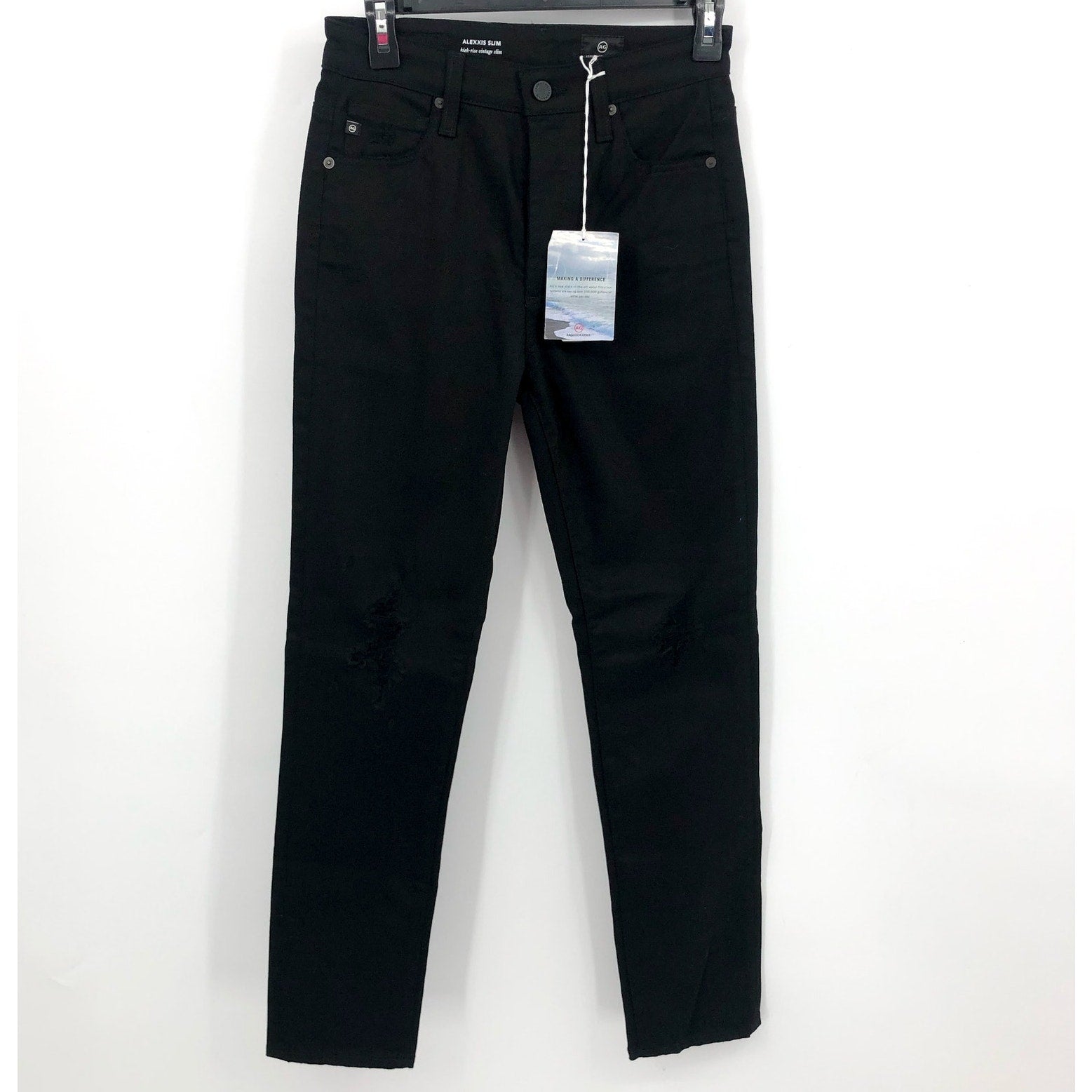 AG Adriano Goldschmied Womens Alexxis Vintage Slim Jeans Size 27 Black NWT