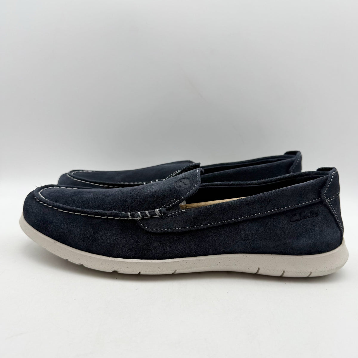 Clarks Mens Flexway Step Casual Sneakers Size 8.5 EU 41.5 Navy Blue Suede NWOB