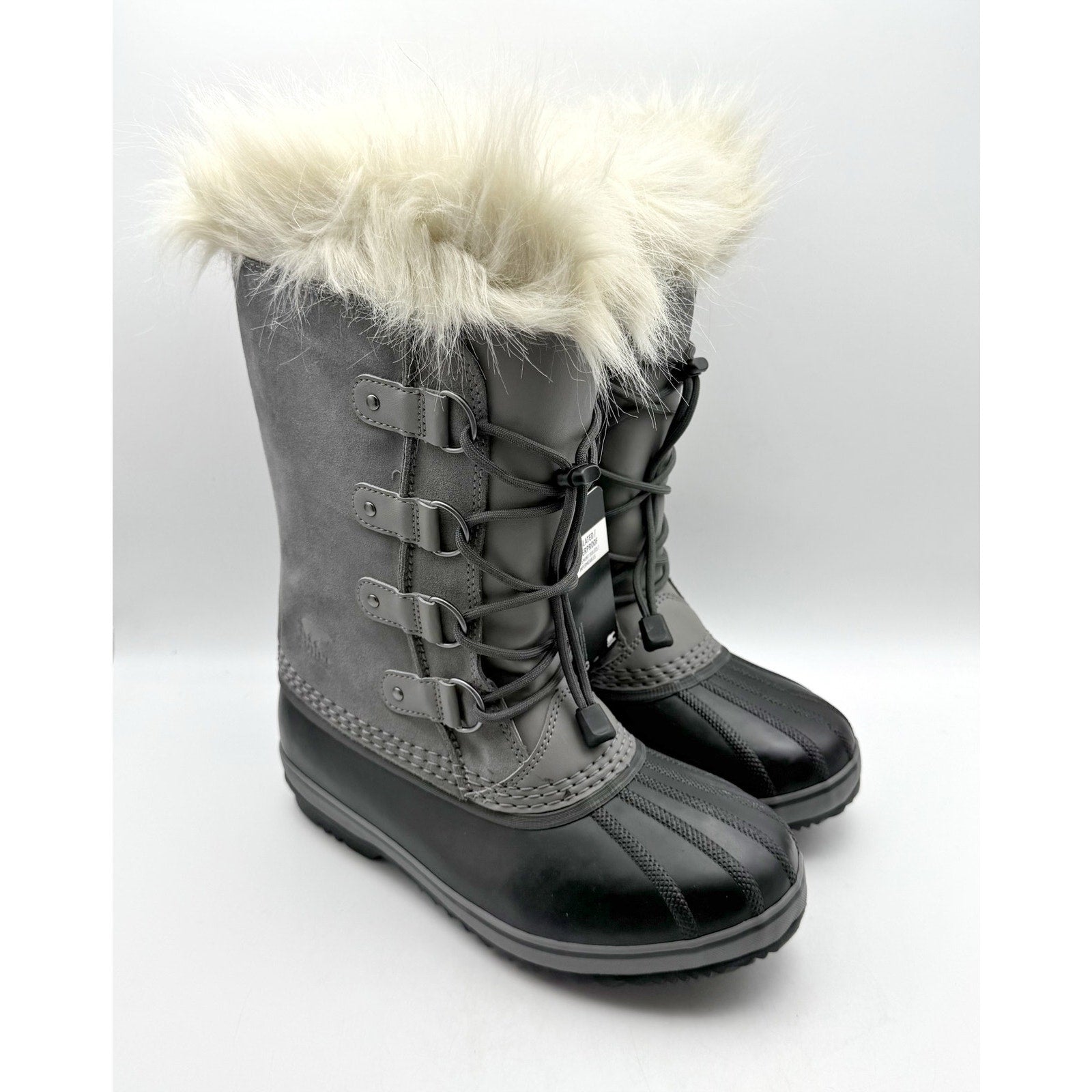 Sorel Kids Joan of Arc Duck Boots US 6 EU 38 Gray Brown Waterproof Snow NIB